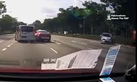 Toyota Prius sent spinning after cutting into lane and colliding with taxi
