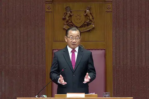 Speaker of Parliament Seah Kian Peng speaking at the reopening of Parliament on Sept 5.