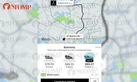 Fares as shown on April 19 from the Uber app
