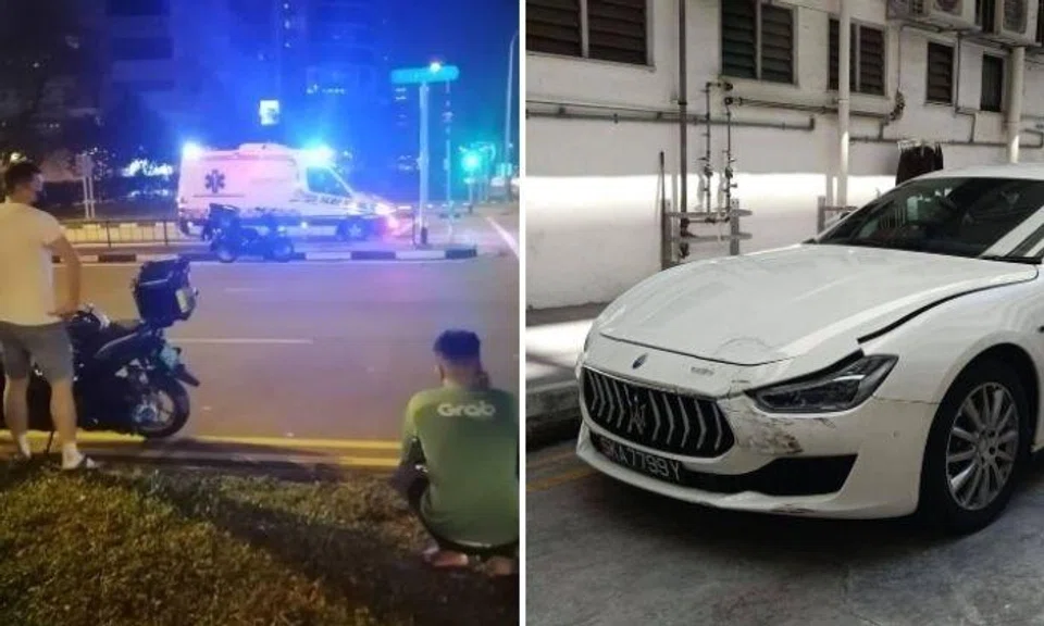 Maserati driver arrested for drink driving after hitting GrabFood rider at Airport Road and fleeing