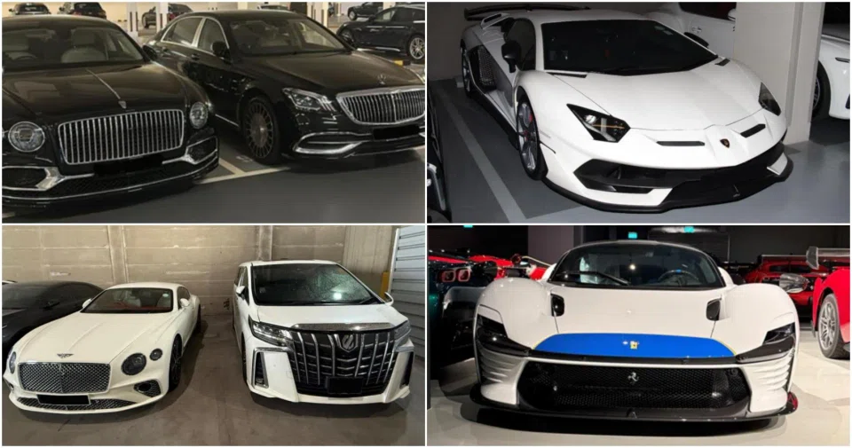 Some of the cars seized by the police in Singapore. PHOTOS: SINGAPORE POLICE FORCE