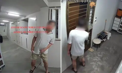 A middle-aged man was caught acting suspiciously outside a Punggol HDB unit on Jan 29.