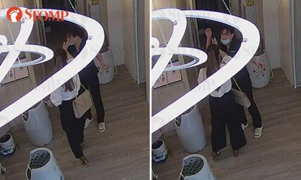 Woman greets ex-employee at her new workplace in Marine Parade -- with a slap