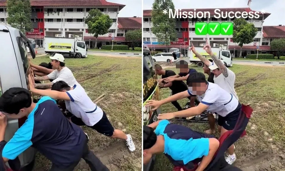 passers by help elderly man free vehicle at yishun pasar malam