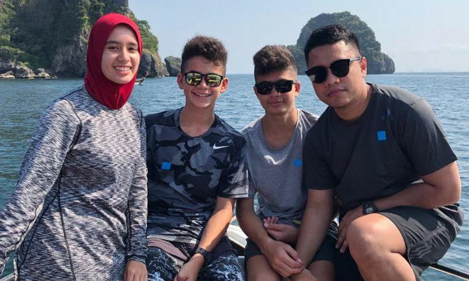Mosque shooting victim Sayyad Milne (second from right) with his twin siblings (from far left) Cahaya and Shuayb, and cousin Khairul Ab Karim (far right). Photo: Courtesy of Khairul Ab Karim