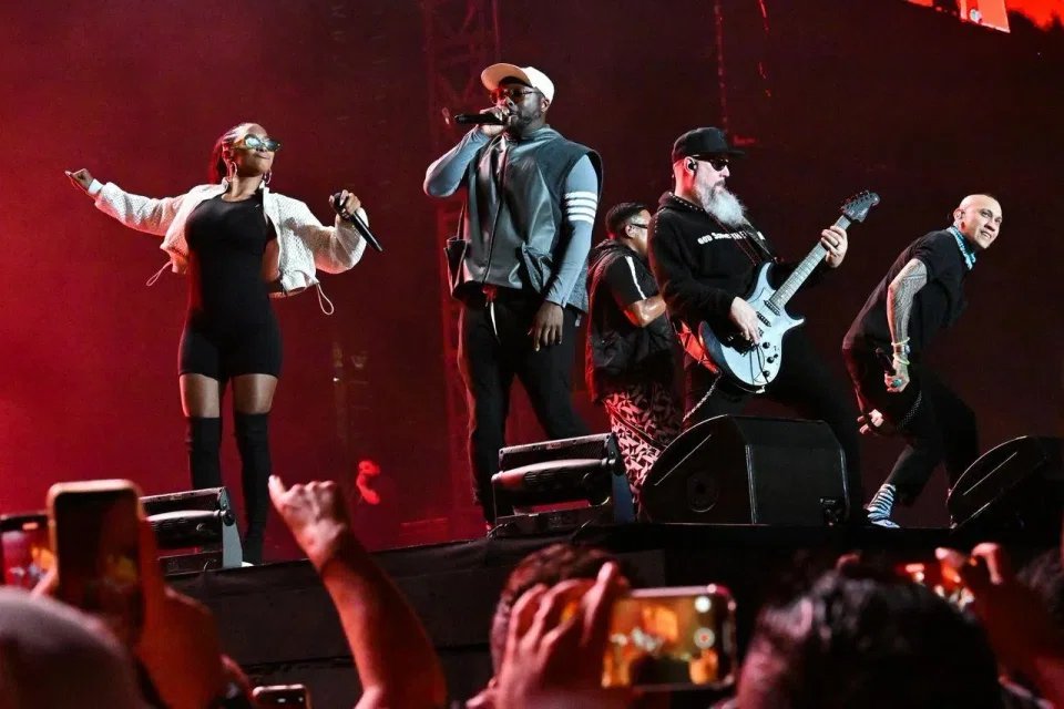 American group Black Eyed Peas performing on the Padang stage at the Singapore Grand Prix on Oct 1, 2022.