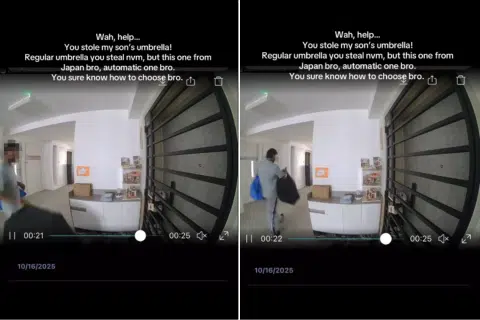 'You stole my son's umbrella!': Lazada delivery man caught on CCTV taking item left at doorstep