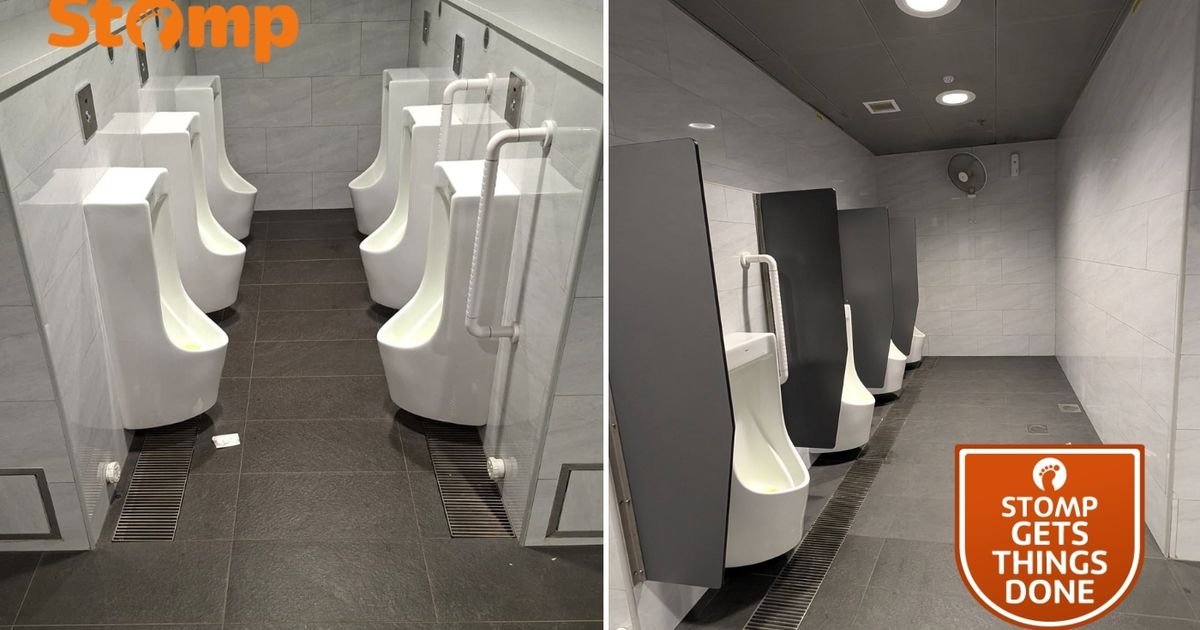 Farrer Park MRT male toilet revamped following Stomp coverage, with 1 row of urinals removed