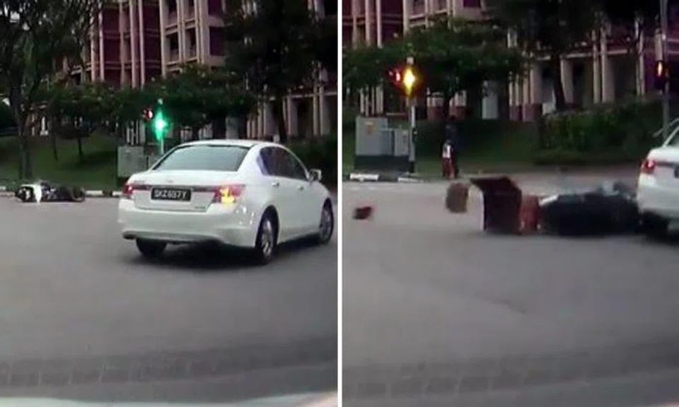 1 taken to hospital after motorcyclist collides with car at Woodlands Drive 50