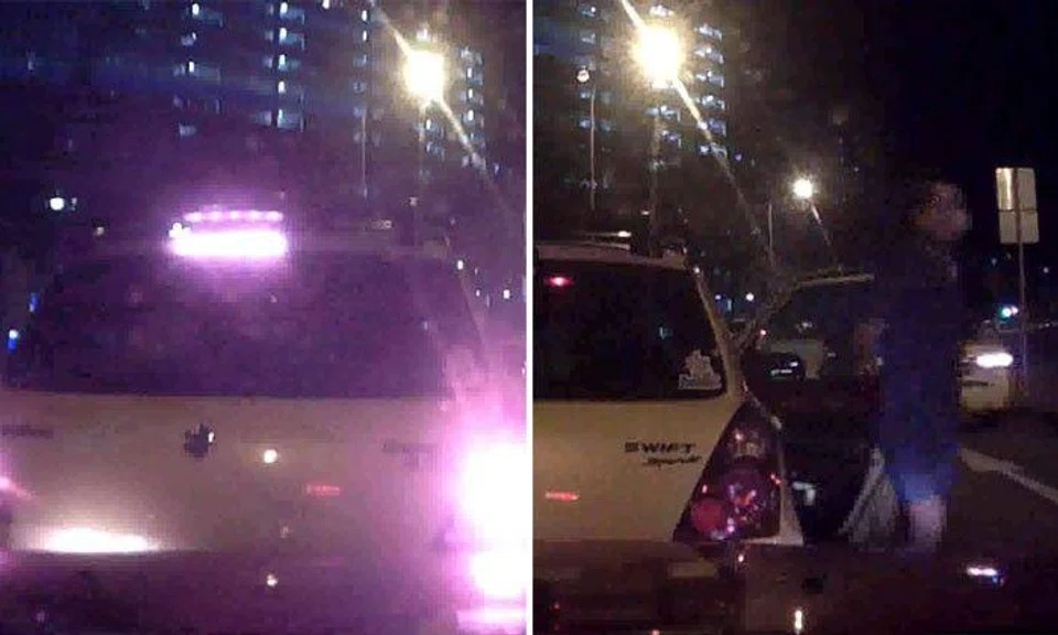 Suzuki driver jams on brakes for no reason, causing cabby to crash into him