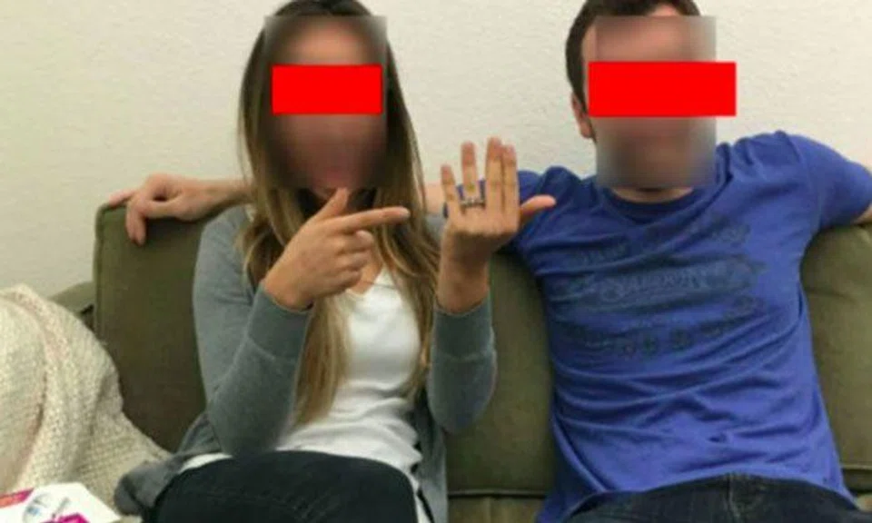 Couple announce their engagement on Facebook -- but their photo reveals another secret about their relationship