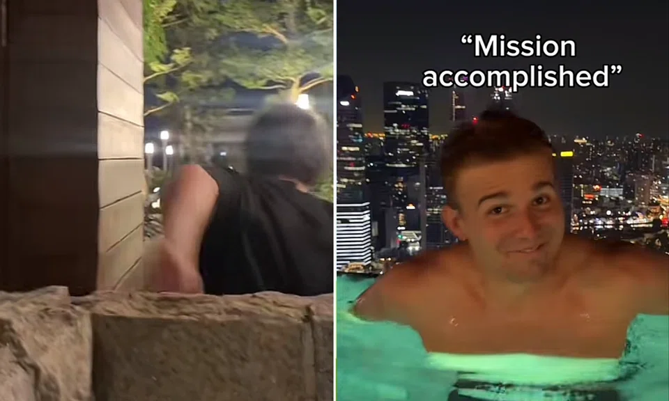 Influencer Kaz Sawyer posts clip of himself 'sneaking' into Marina Bay Sands infinity pool