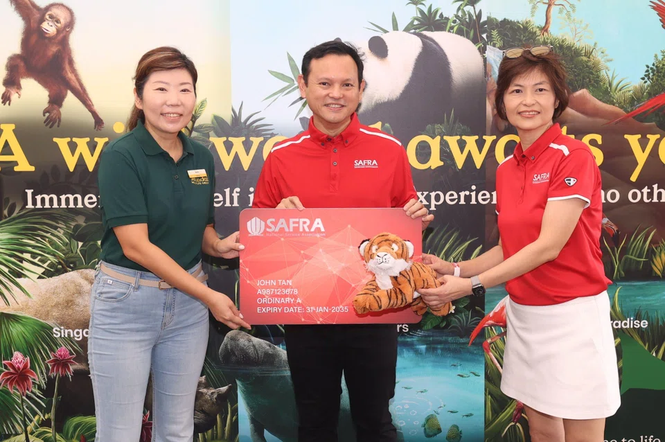 (From left) Ms Jean Choi, Chief Sales & Marketing Officer, Sales and Experience Development, Mandai Wildlife Reserves; Senior Minister of State for Defence and president of Safra Zaqy Mohamad, and Ms Kris Ho, Deputy Chief Executive Officer, SAFRA, at the Safra Family Day Out held at Rainforest Wild Asia.