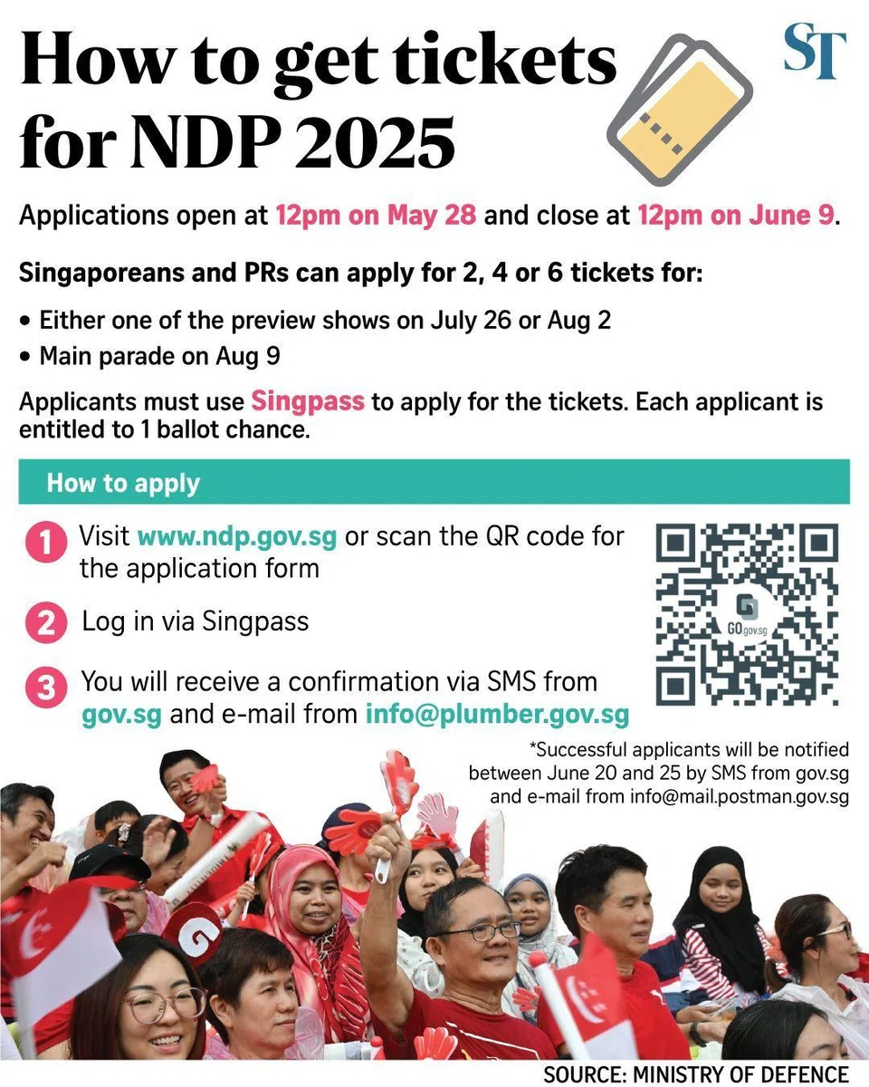 NDP 2025: Applications for tickets to open on May 28, to be done using ...