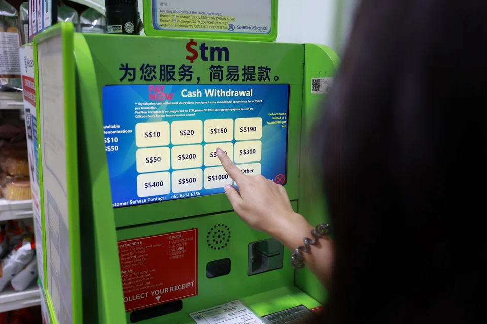 The withdrawal service allows users to scan a PayNow QR code at the machines to withdraw cash of up to $1,000 per transaction.
