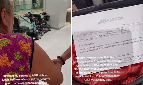 AMK Hub security guard interrupts elderly couple's lunch to make them move their PMAs
