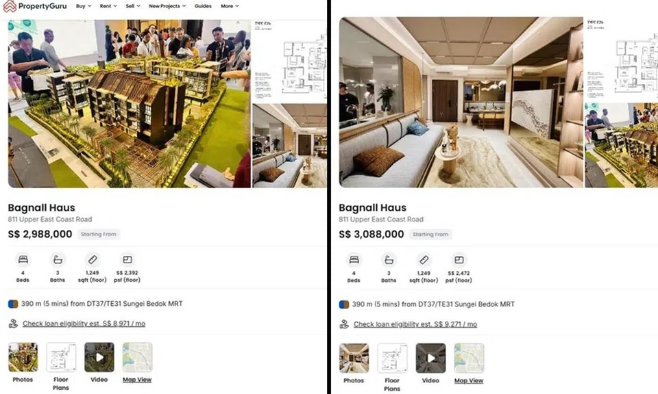 ST reviewed over 100 listings across major portals and found numerous fake and misleading ones. The price for one listing for a Bagnall House unit was changed by the agent after ST contacted him.