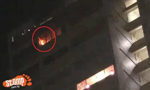Elderly woman sent to CGH with burn injuries on arms and legs after fire breaks out at Block 55 Upper Changi Rd