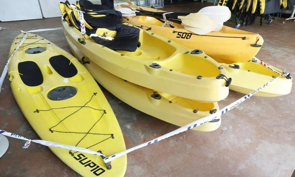 Paddle board and kayaks at Pasir Ris Beach