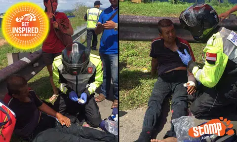 Off-duty SCDF personnel performs first-aid for accident victim in Malaysia, stays with him until ambulance arrives