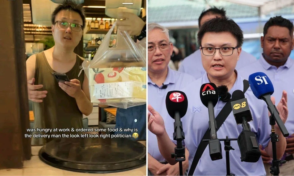 A man resembling ex-PPP candidate Samuel Lee was pictured delivering a GrabFood order. 