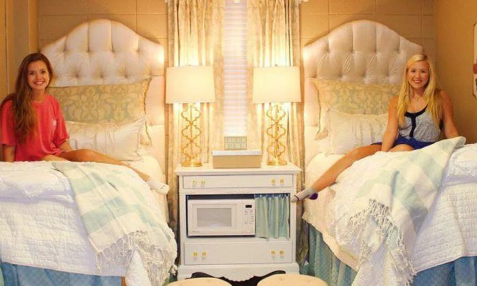 Think this is a castle? It's a dorm room for 2 female students