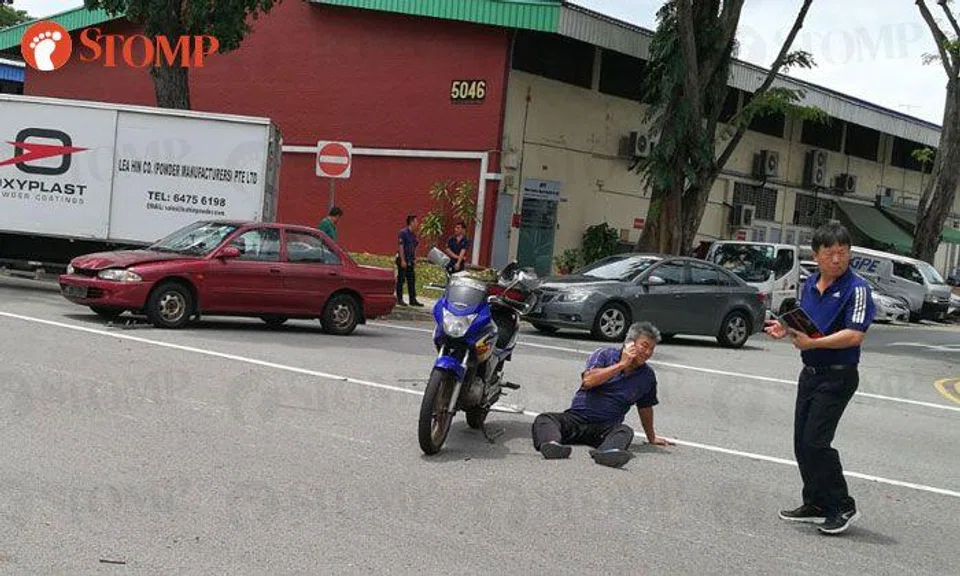 59-year-old motorcyclist taken to hospital after accident with car at Ang Mo Kio Industrial Park 2