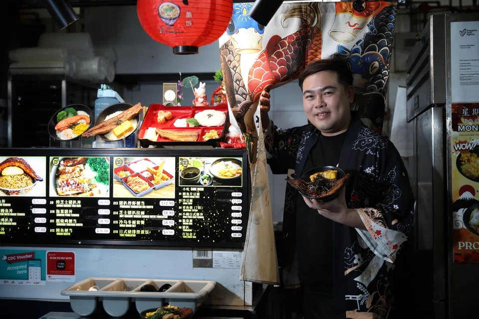 Mr Alexander Kong at his Japanese food stall Jinggho Shokudo at Yishun Park Hawker Centre.