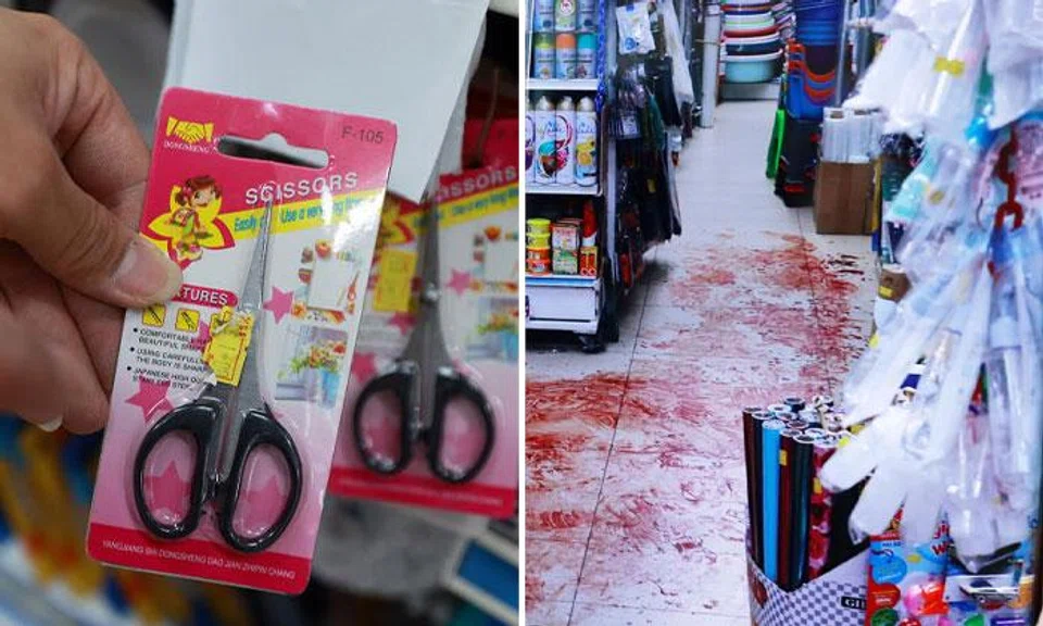 Scissors used by the man at the Hougang Green Shopping Centre.