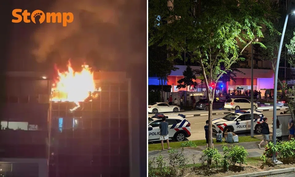 Firefighter taken to hospital for heat exhaustion, 100 people evacuated after blaze in Tampines