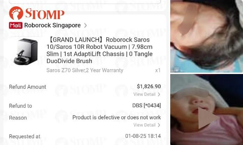 Shopee buyer returns robot vacuum cleaner that caused daughter fall, but has trouble getting $1,827 refund