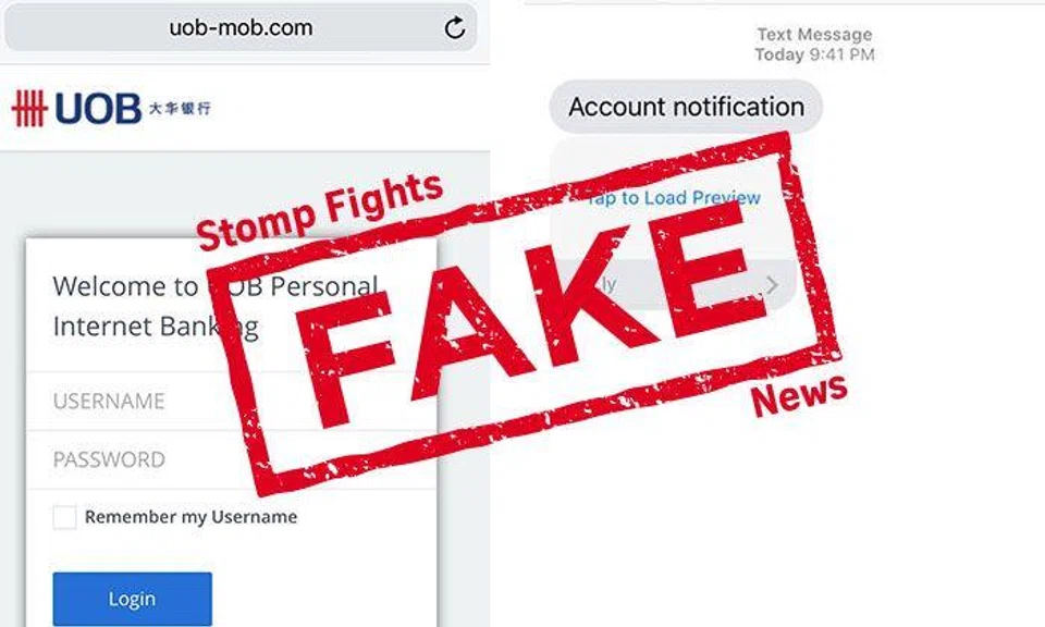 Received an SMS claiming to be from UOB? It could be a phishing website