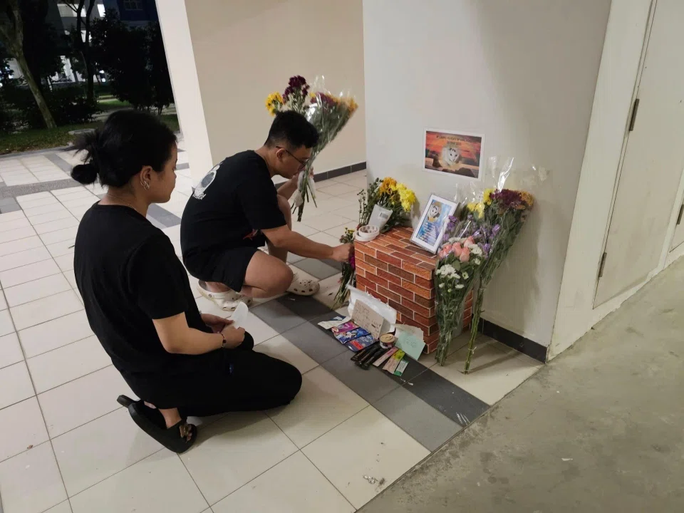 A memorial for King Kong the cat at Block 511A Yishun Street 51.