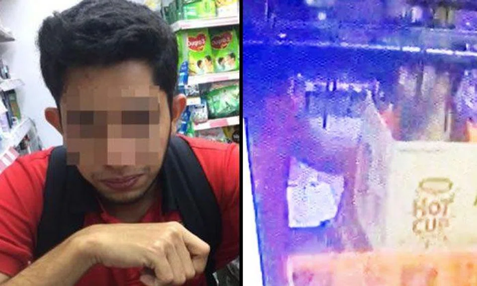 The employee (left) suffered injuries on his face during the assault (right). Photo: Lianhe Wanbao