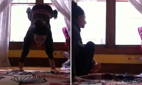 Girl tries to twerk on window, breaks it