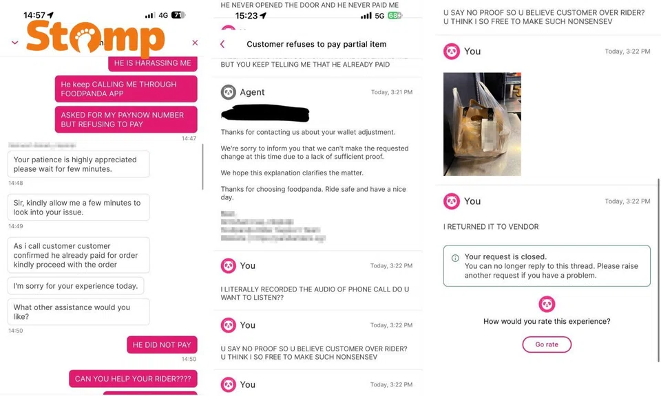 Foodpanda rider says cash-on-delivery customer goes MIA then harasses her over phone call