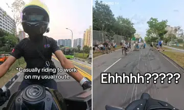 ‘Got overhead bridge for what?’: Motorcyclist questions group crossing Pasir Ris road