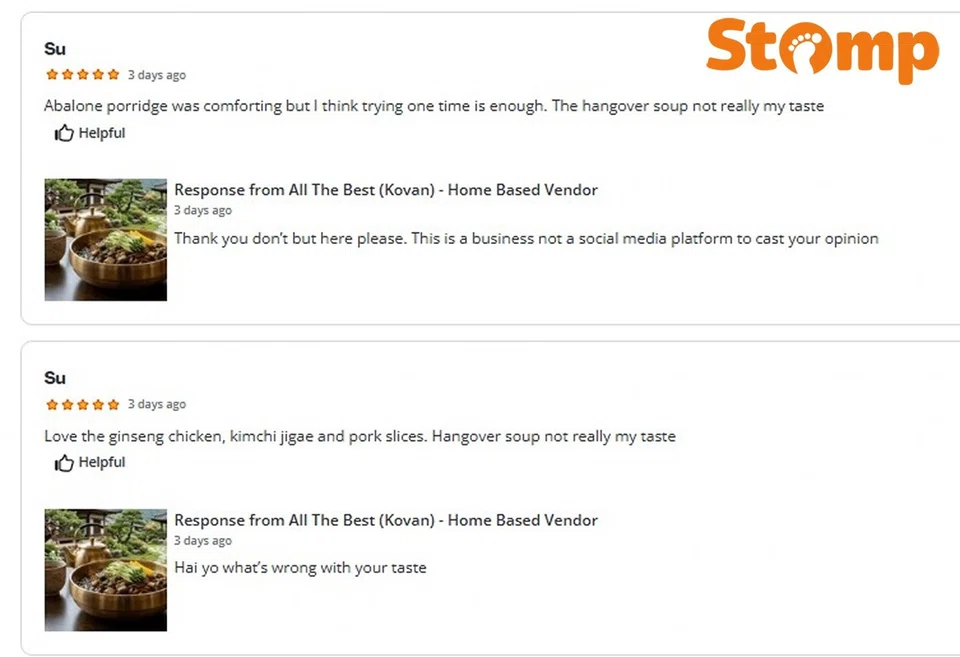 Home-based business owner defends rude replies