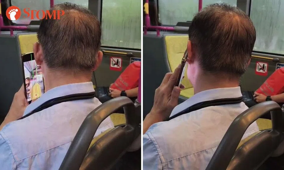 man takes photo of woman on bus