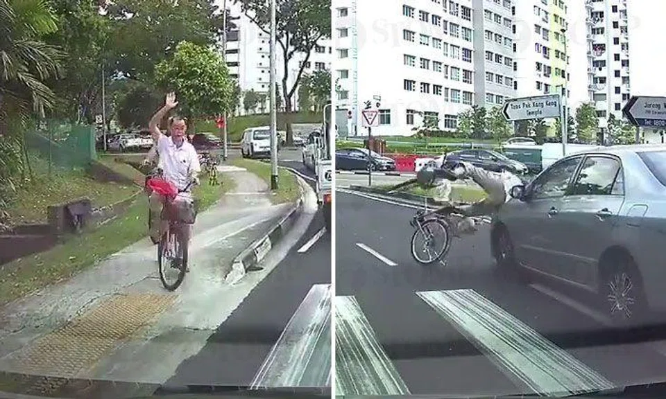 Driver fails to stop at Jurong West zebra crossing and hits cyclist, police investigating