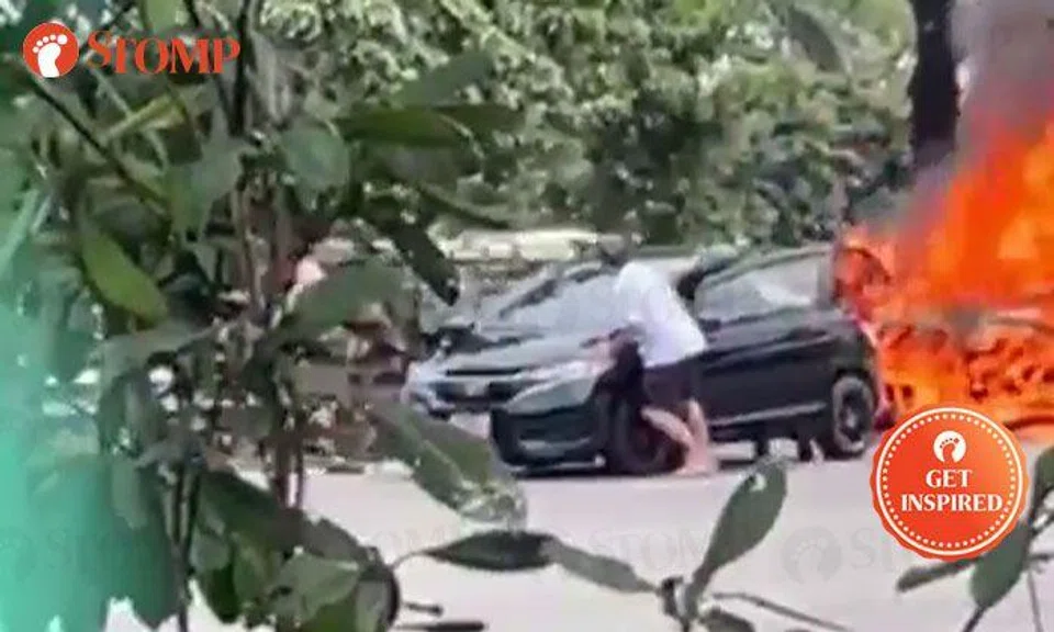 Kudos to riders who stopped to help after car catches fire on PIE