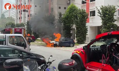 Car catches fire in Jurong West carpark on first day of Chinese New Year
