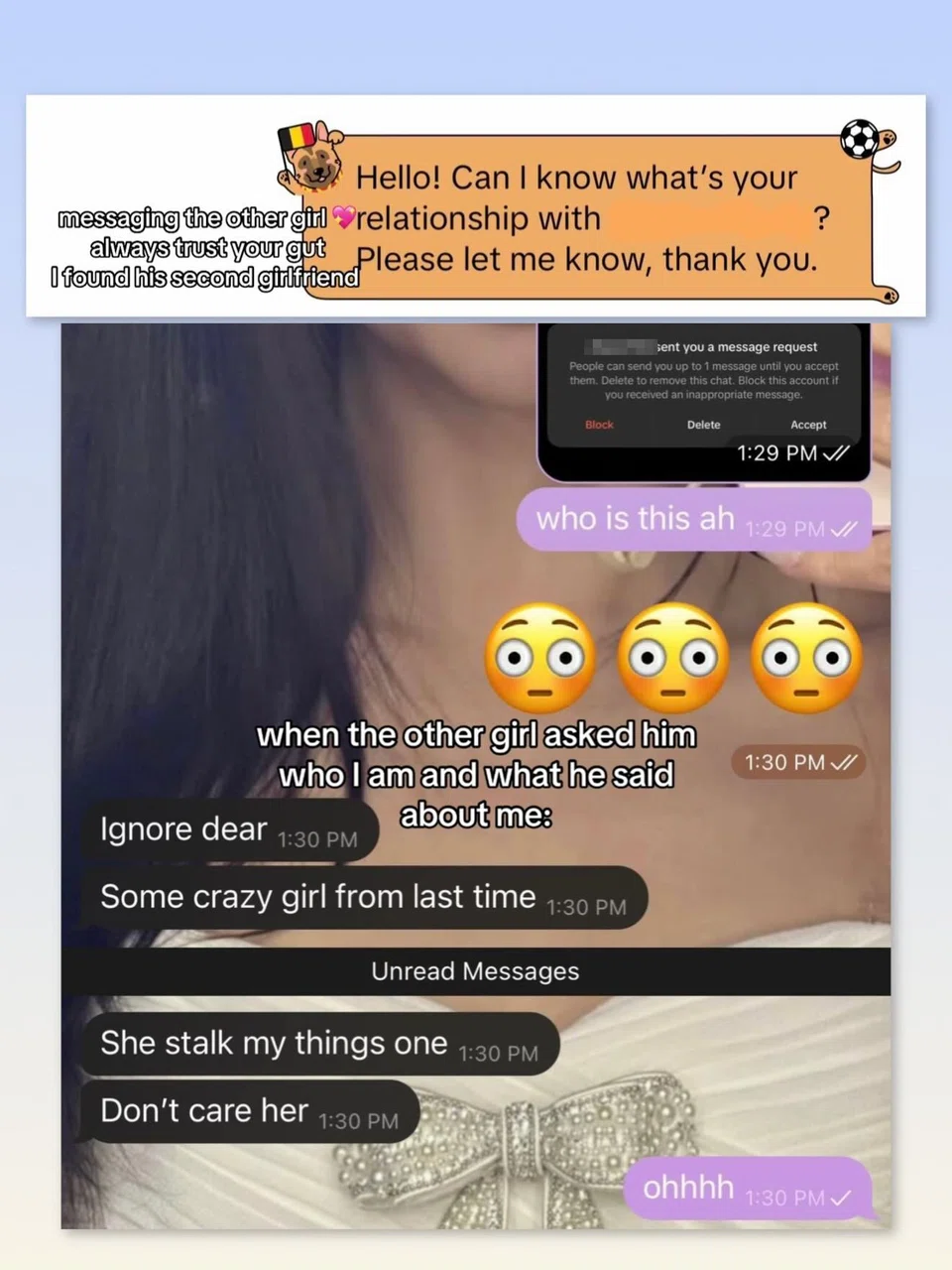 woman says boyfriend cheated with 2 other women, relationship drama