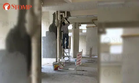 Cracked walls with corroded steel bars at AMK Avenue 4 block repaired by contractor