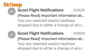 Scoot passenger says 24 seats rearranged on India trip with family in 2025, now questions email mix-up for flight in Dec