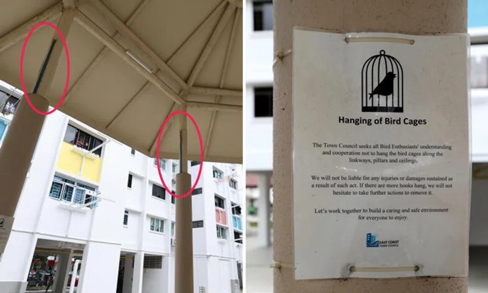 Enthusiasts left hanging after iron beams for their bird cages suddenly removed from Bedok North pavilion