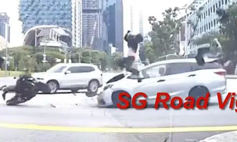 Driver arrested after allegedly running red light and sending motorcyclist flying at Stamford Road