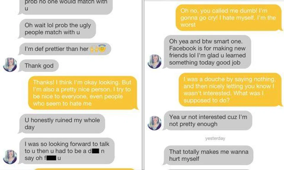 Girl gets rejected on dating app -- and goes completely insane