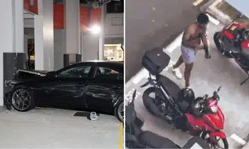 driver crash hdb void deck yishun drugs stun gun driving without license charged