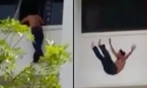 Man arrested for attempted suicide: Video shows him jumping from Blk 903 Tampines Ave 4, but saved by SCDF life-pak